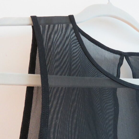 ABERCROMBIE & FITCH Black Mesh Top Sleeveless Bodysuit Minimalist Stretch - Sz S - Picture 8 of 13